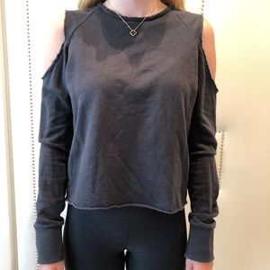 rag & bone Distressed Dark Charcoal Sweatshirt